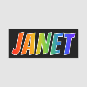 First Name "JANET": Fun Rainbow Colouring Name Tag