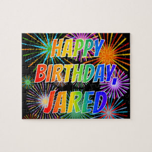 First Name "JARED", Fun "HAPPY BIRTHDAY" Jigsaw Puzzle