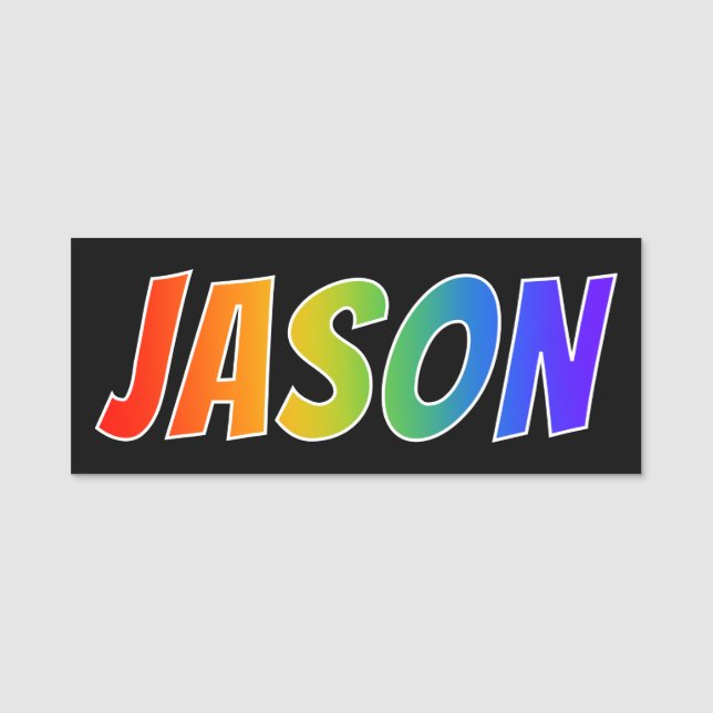 First Name "JASON": Fun Rainbow Colouring Tag (Front)