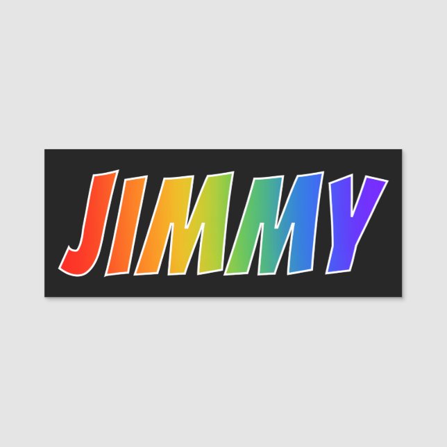 First Name "JIMMY": Fun Rainbow Colouring Name Tag (Front)
