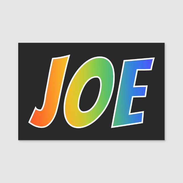 First Name "JOE": Fun Rainbow Colouring Tag (Front)