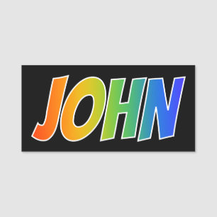 First Name "JOHN": Fun Rainbow Colouring Tag