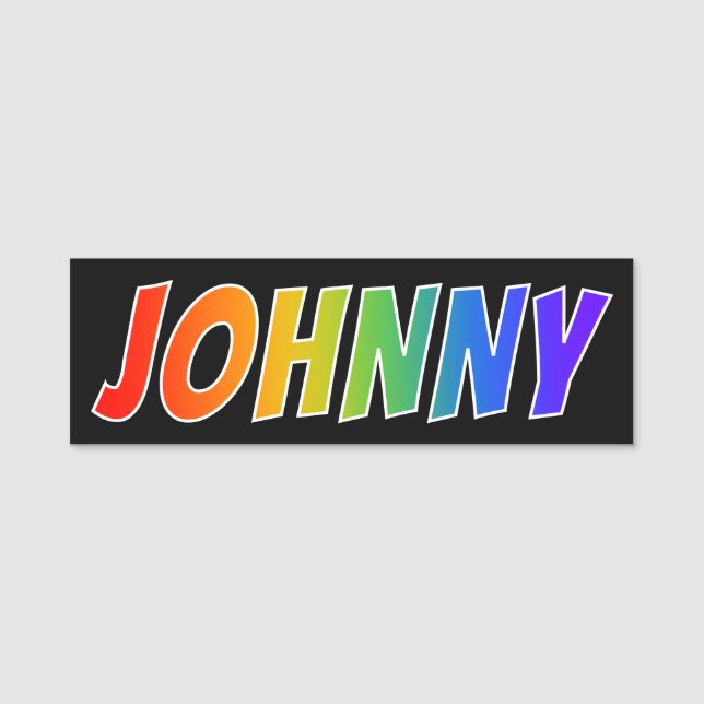First Name "JOHNNY": Fun Rainbow Colouring Tag (Front)