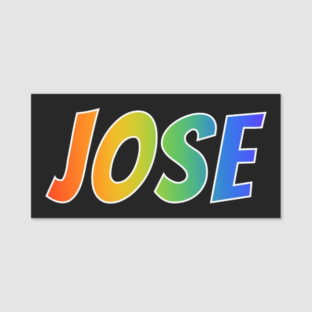First Name "JOSE": Fun Rainbow Colouring Tag (Front)
