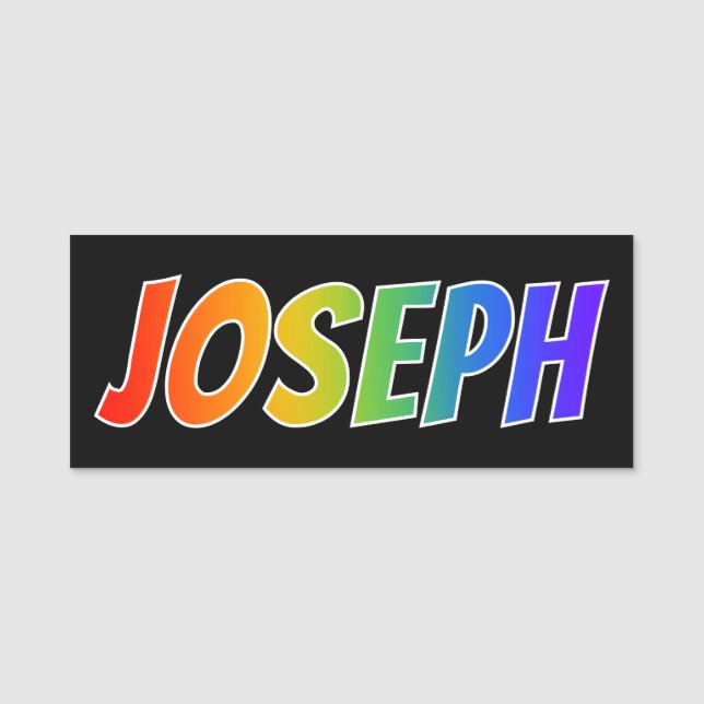 First Name "JOSEPH": Fun Rainbow Colouring Tag (Front)