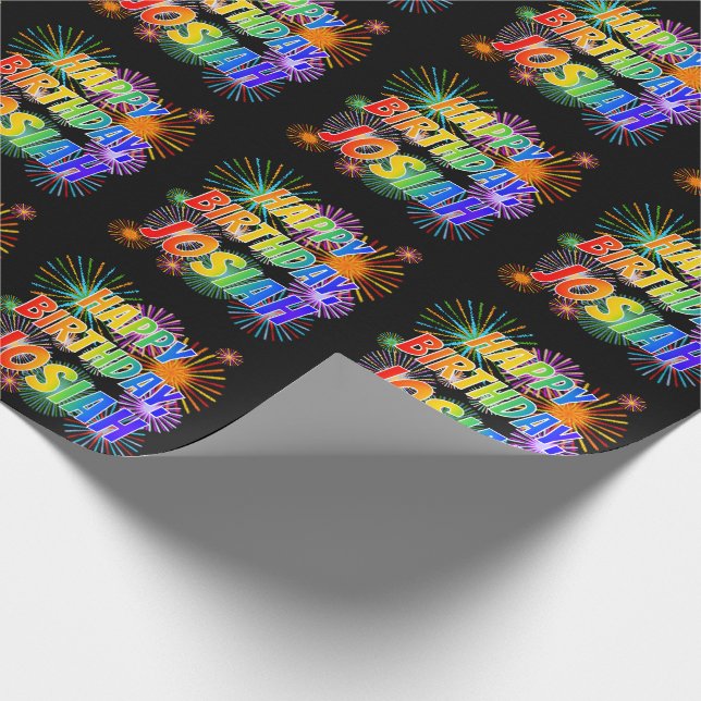 First Name "JOSIAH", Fun "HAPPY BIRTHDAY" Wrapping Paper (Corner)