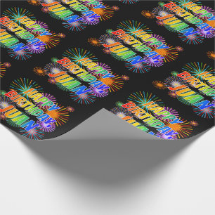 First Name "JUAN", Fun "HAPPY BIRTHDAY" Wrapping Paper