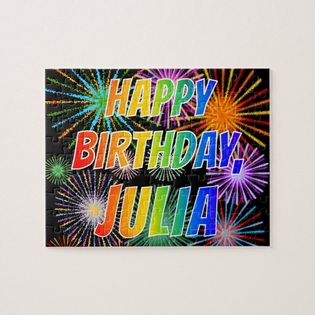 First Name "JULIA", Fun "HAPPY BIRTHDAY" Jigsaw Puzzle (Horizontal)