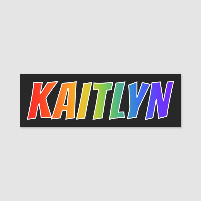 First Name "KAITLYN": Fun Rainbow Colouring Tag (Front)