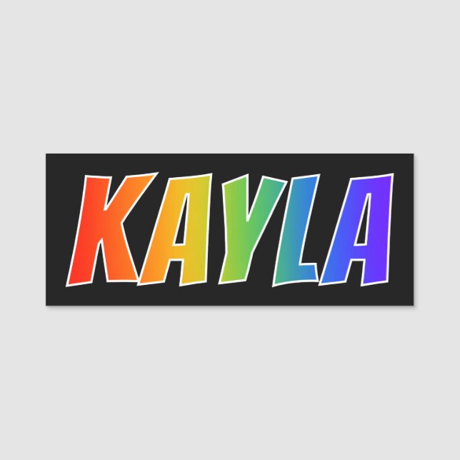 First Name "KAYLA": Fun Rainbow Colouring Tag (Front)