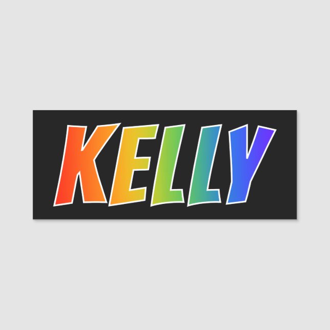 First Name "KELLY": Fun Rainbow Colouring Tag (Front)