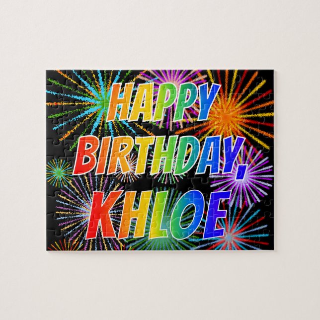 First Name "KHLOE", Fun "HAPPY BIRTHDAY" Jigsaw Puzzle (Horizontal)