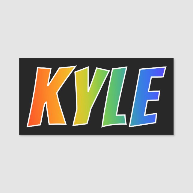 First Name "KYLE": Fun Rainbow Colouring Tag (Front)