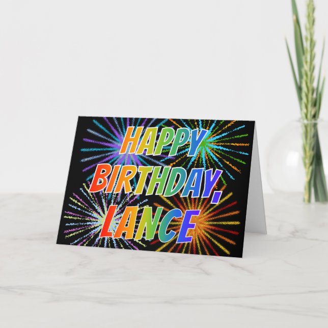 First Name "LANCE" Fun "HAPPY BIRTHDAY" Card (Front)