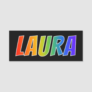First Name "LAURA": Fun Rainbow Colouring Tag
