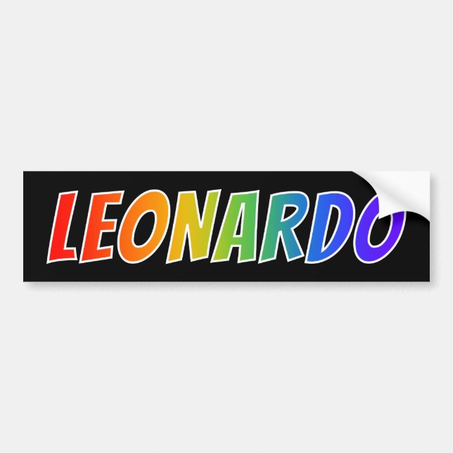 First Name "LEONARDO": Fun Rainbow Colouring Bumper Sticker (Front)