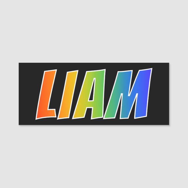 First Name "LIAM": Fun Rainbow Colouring Tag (Front)