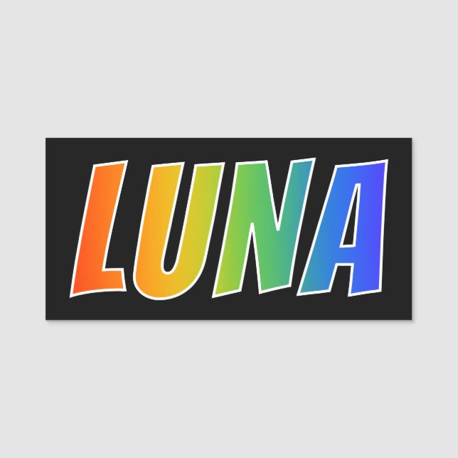 First Name "LUNA": Fun Rainbow Colouring Tag (Front)