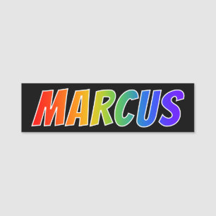 First Name "MARCUS": Fun Rainbow Colouring Tag
