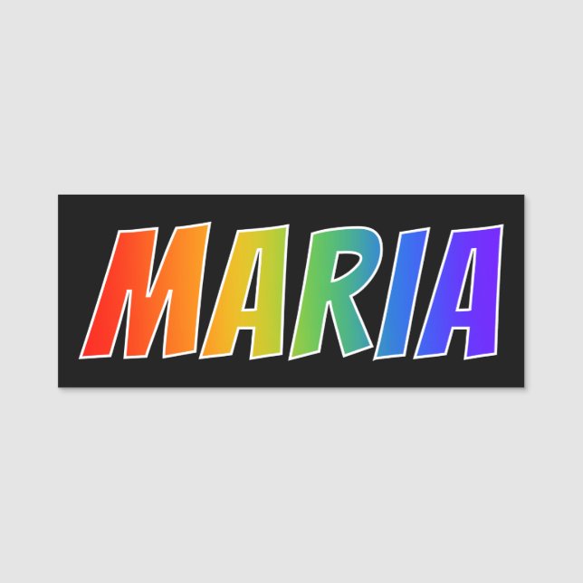 First Name "MARIA": Fun Rainbow Colouring Tag (Front)