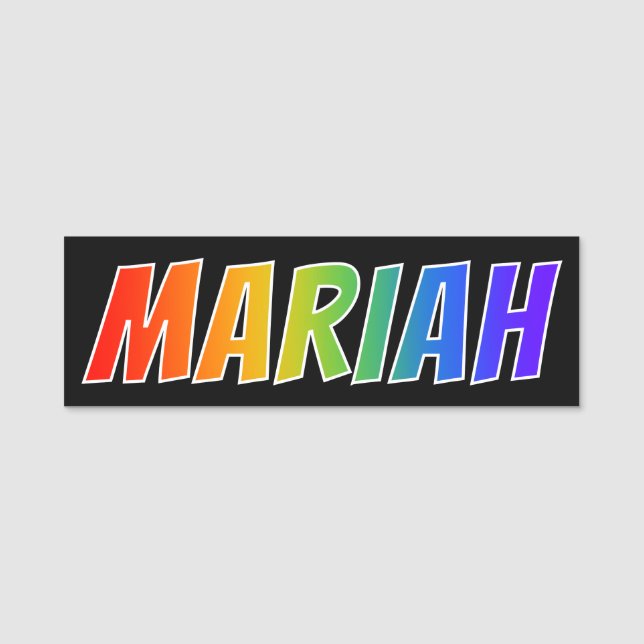 First Name "MARIAH": Fun Rainbow Colouring Tag (Front)