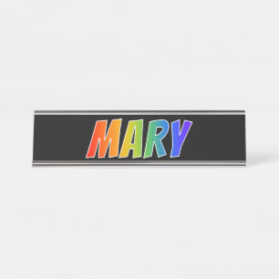 First Name "MARY": Fun Rainbow Colouring Desk Name Plate