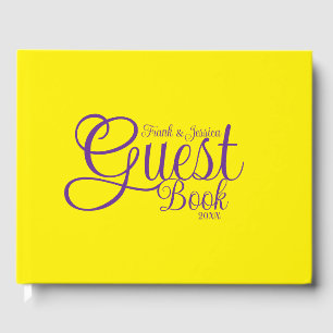 First Name Modern Elegant Purple Calligraphy Text Guest Book