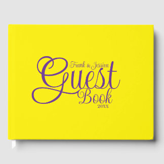 First Name Modern Elegant Purple Calligraphy Text Guest Book