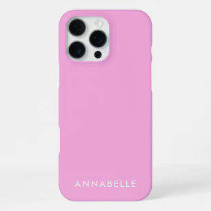 First Name Monogram Minimalist Single Colour Pink iPhone 16 Pro Max Case