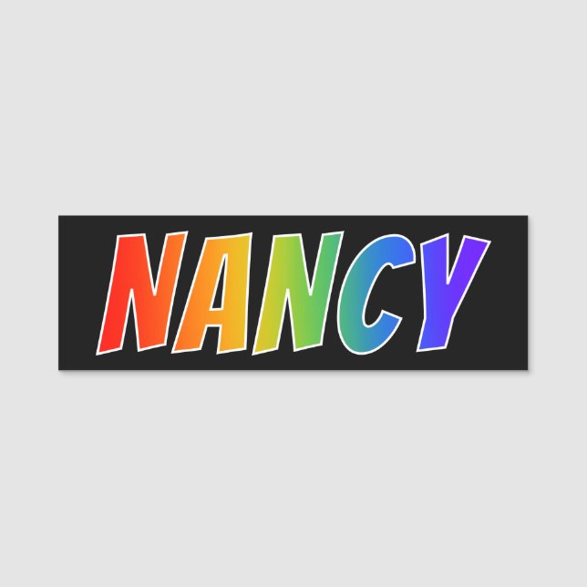 First Name "NANCY": Fun Rainbow Colouring Tag (Front)