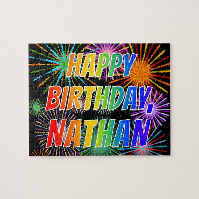 First Name "NATHAN", Fun "HAPPY BIRTHDAY" Jigsaw Puzzle (Horizontal)