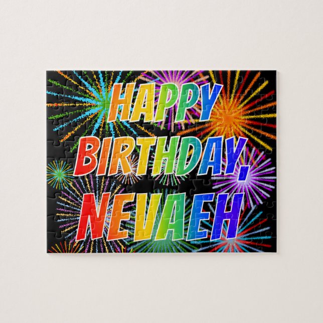 First Name "NEVAEH", Fun "HAPPY BIRTHDAY" Jigsaw Puzzle (Horizontal)