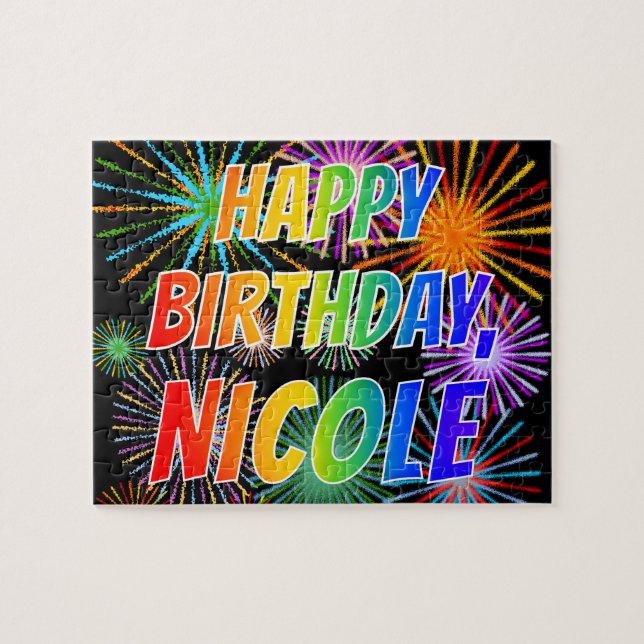 First Name "NICOLE", Fun "HAPPY BIRTHDAY" Jigsaw Puzzle (Horizontal)