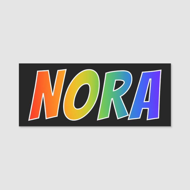 First Name "NORA": Fun Rainbow Colouring Tag (Front)