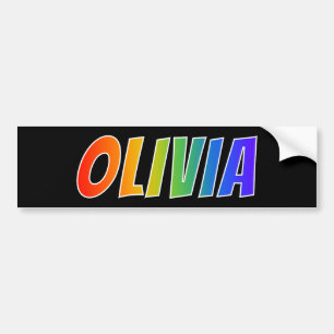 First Name "OLIVIA": Fun Rainbow Colouring Bumper Sticker