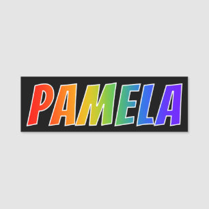 First Name "PAMELA": Fun Rainbow Colouring Tag