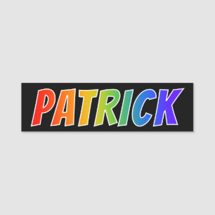 First Name "PATRICK": Fun Rainbow Colouring Name Tag