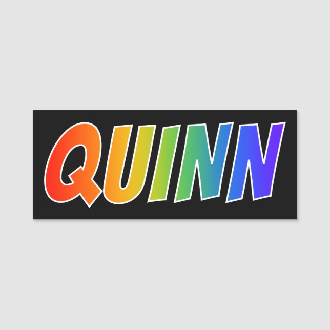 First Name "QUINN": Fun Rainbow Colouring Tag (Front)