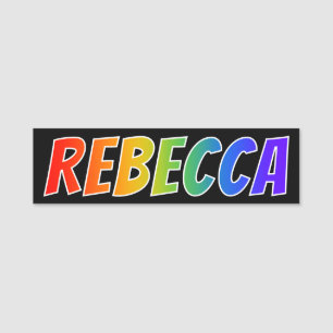 First Name "REBECCA": Fun Rainbow Colouring Tag