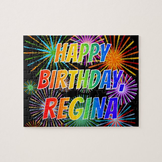 First Name "REGINA", Fun "HAPPY BIRTHDAY" Jigsaw Puzzle (Horizontal)
