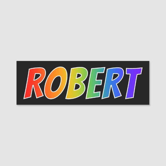First Name "ROBERT": Fun Rainbow Colouring Tag (Front)
