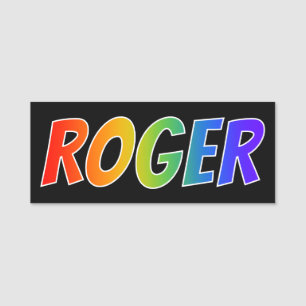 First Name "ROGER": Fun Rainbow Colouring Tag