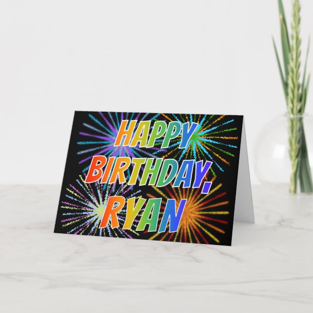 First Name "RYAN" Fun "HAPPY BIRTHDAY" Card (Front)
