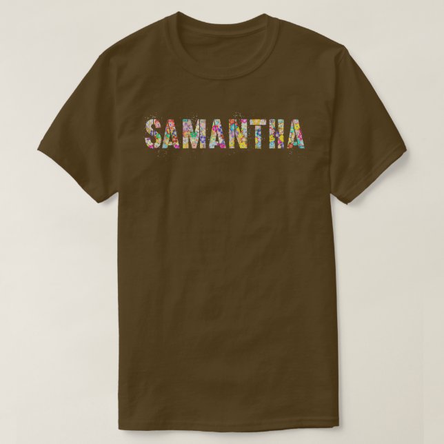 First Name SAMANTHA Flowery Girl Custom Flowers Bi T-Shirt (Design Front)