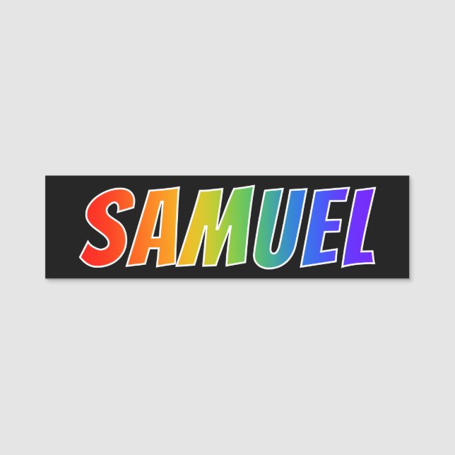 First Name "SAMUEL": Fun Rainbow Colouring Tag (Front)