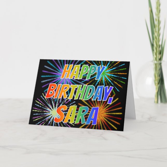First Name "SARA" Fun "HAPPY BIRTHDAY" Card (Front)