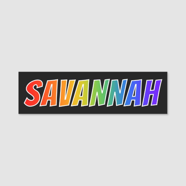 First Name "SAVANNAH": Fun Rainbow Colouring Tag (Front)