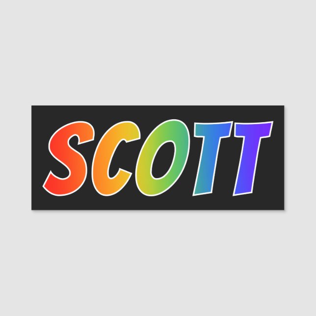 First Name "SCOTT": Fun Rainbow Colouring Tag (Front)