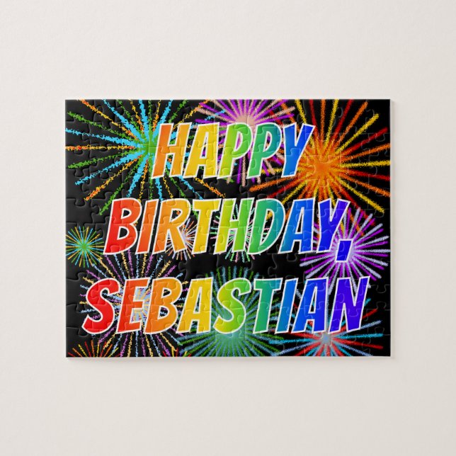First Name "SEBASTIAN", Fun "HAPPY BIRTHDAY" Jigsaw Puzzle (Horizontal)