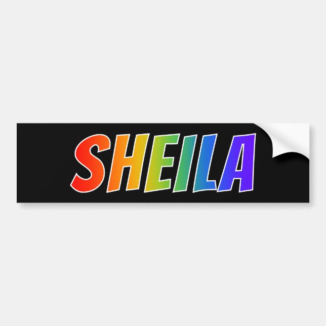 First Name "SHEILA": Fun Rainbow Colouring Bumper Sticker (Front)